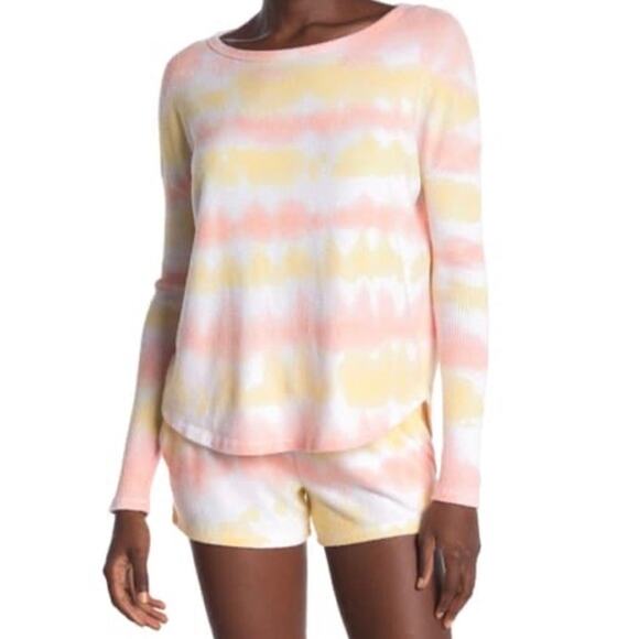 Theo & Spense Creamsicle Tie Dye Striped Long Sleeve Top Yellow size S NEW - Picture 1 of 12